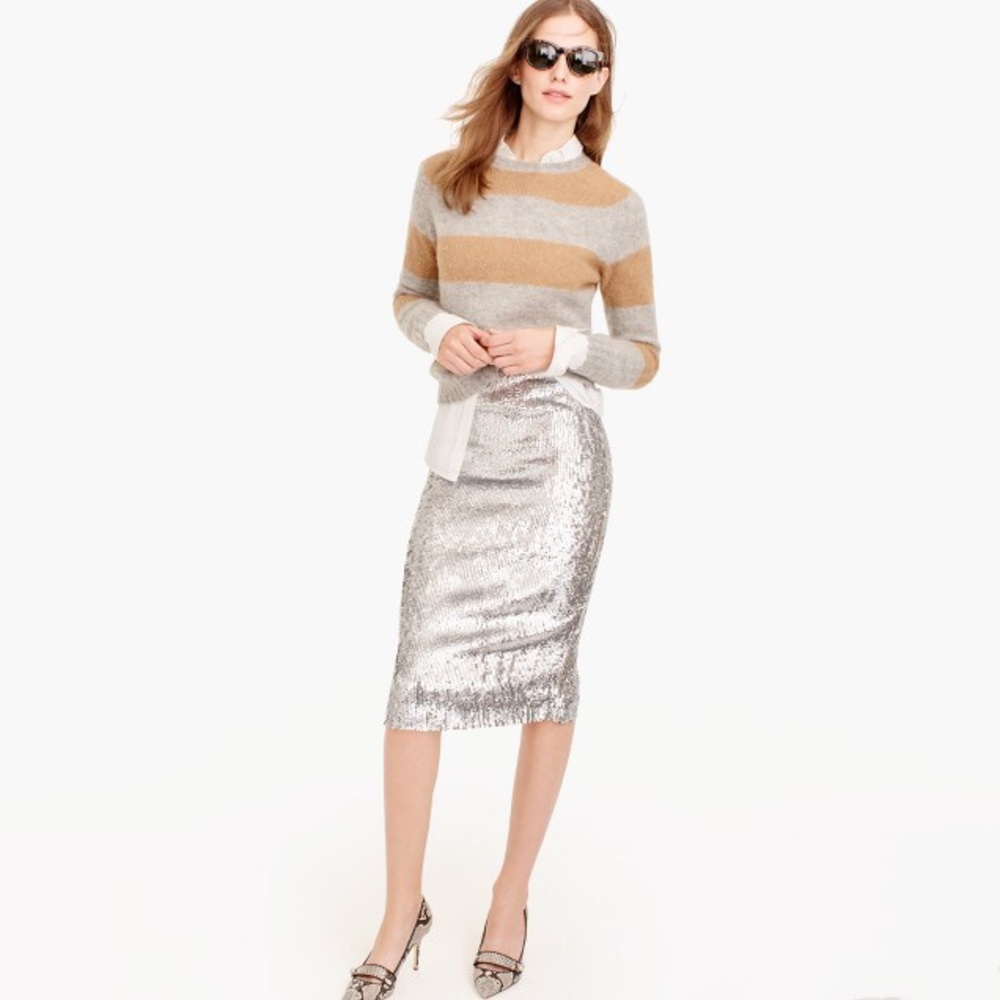 J Crew Silver Sequin Skirt